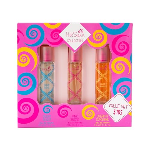 Pink Sugar Eau de Toilette Perfume for Women, Floral + Fruity Scent, Notes of Raspberry, Cotton Candy, and Vanilla, Sweet and Sensual Fragrance