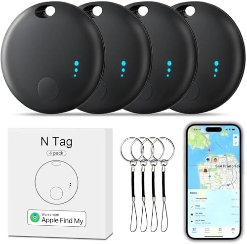 Tracker Tag 4 Packs Bluetooth Tracker, Smart Tag Locator Tracking Device, Keys Finder and Item Locator,Air Tracker Item Finders with Find My(iOS Only) Track Your Keys,Wallet,Luggage,Pets and Bag