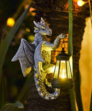 Fashionoda Dragon Tree Hugger with Solar Lantern - 9.3 Inch Resin Dragon Statue for Outdoor Garden Decor - Ideal Halloween Dragon Gifts & Birthday Gifts for Grandma Mom Women