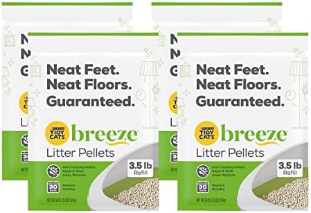 Purina Tidy Cats Breeze Pellets, 3.5 lbs (Pack of 4), Unscented, Recycled Paper, Low-tracking, 99.9% Dust-free, Multi-cat
