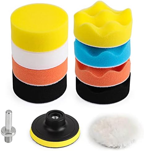 3 Inch Drill Buffing Pad, 11 Pcs Car Foam Polishing Pads Kit, Drill Buffer Polisher Attachment Buffing Kit for Car Polishing, Waxing, Sealing Glaze