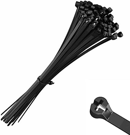 Cable Ties with Metal Tooth Stainless Steel Locking Device 11” X 0.19“, Zip Ties UV Resistant, Black, Tensile Strenght 80 lbs, 100 Pieces