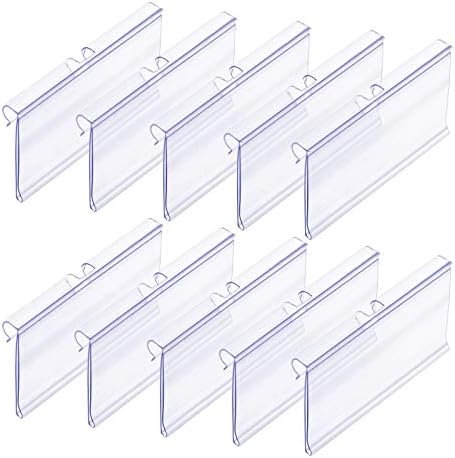50 Pcs Plastic Wire Shelf Label Holders, 3" x 1.65" Clear Price Tag Holder with Double Snap Lock Closure - Reusable Plastic Basket Label Holders for Market, Retail Shop, and Pantry