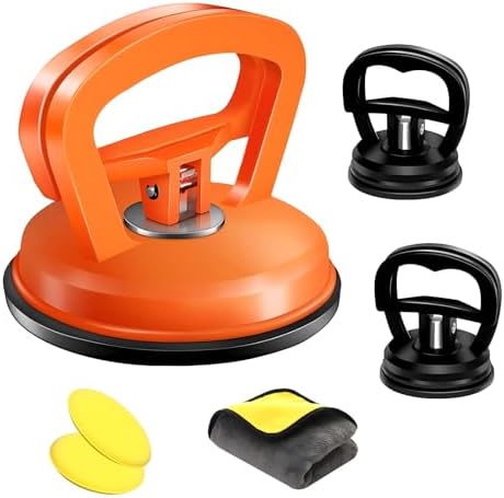 Dent Puller,3 PCS Car Dent Puller,Powerful Car Dent Remover, Paintless Dent Removal Kit, Different Sizes Car Dent Remover Tools for Car Dent Repair, Glass, Screen and Objects Moving (Black+Orange)