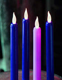 Flameless Advent Candle Set 4-Piece LED Advent Taper Candles Blue and Pink - Soft White Flickering Flame