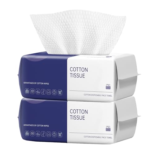 Face Clean Towels, 100 Count Ultra Thick Disposable face towels Facial Wash Cloth for Sensitive Skin, Lint- free Facial Tissue, Skincare and Makeup Remover (2 Pack)