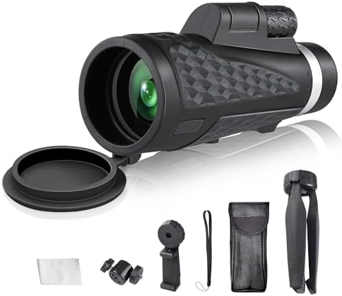 80x100 High Power Monocular for Adults, Monocular Telescope with BAK4 Prism, Waterproof, Suitable for Wildlife Bird Watching Camping Hiking with Tripod & Adapter