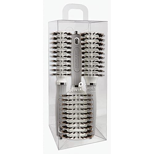Olivia Garden Ceramic + Ion Turbo Vent Combo Hair Brush (ionic & 100% boar bristles) (3-piece kit: CITV-COPT, CITV-COMD, CITV-COGD)