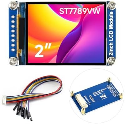 waveshare 2inch LCD Display Module, Compatible with Raspberry Pi/Pi zero/Arduino/Esp32, with ST7789 Driver, 262K Color, IPS Screen, 240×320 Resolution, SPI Interface