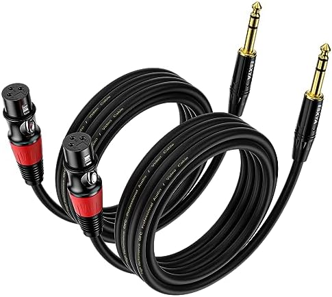 EBXYA XLR Female to 1/4 Inch TRS - Balanced XLR Microphone Cable to 6.35mm Jack Lead, 10ft 2 Pack