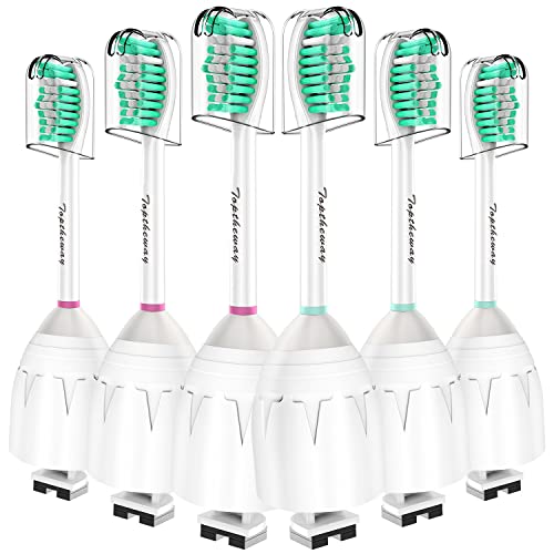 Toptheway Replacement Brush Heads Compatible with Sonicare E-Series Essence Xtreme Elite Advance and CleanCare Screw-On Toothbrush Handles 7022/66, 6 Pack
