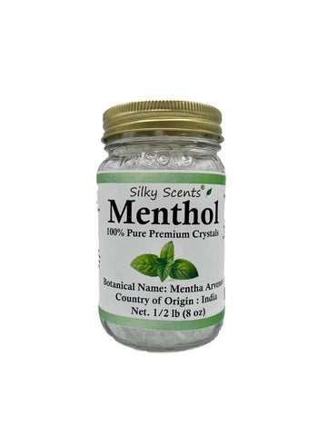 Silky Scents 8 oz Premium Menthol Crystals, 100% Pure Organic and Natural in Glass Jar