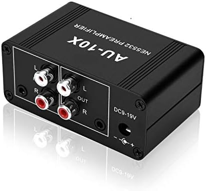 Mini Small Stereo Audio preamplifier, Headphone Amplifier, Gain 20dB Phono Turntable Phonograph preamp, Dual op amp NE5532 with RCA 3.5mm Input to RCA 3.5mm Output