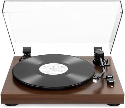 Record Player Belt-Drive Turntable with Bluetooth Output Connectivity Support 2 Speeds (33&45RPM) RCA Output Line Vinyl Record Player with Magnetic Cartridge Built-in Phono Pre-amp