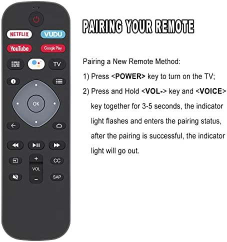 New URMT26RST004 Voice Remote Control Replacement for Philips 5704 Series 5604 Series 5766 Series 5806 Series 5000 Series Android Smart TV with Preset App Keys- Netflix Vudu YouTube Google-Play