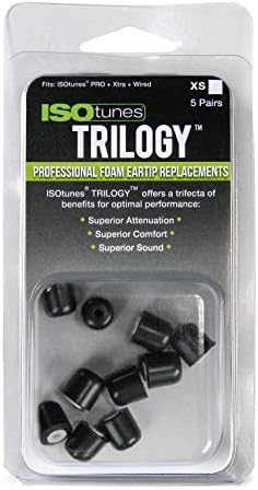 ISOtunes Trilogy™ Foam Replacement Eartips for ISOtunes PRO, Xtra, Wired (5 Pair Pack) (X-Small, White)
