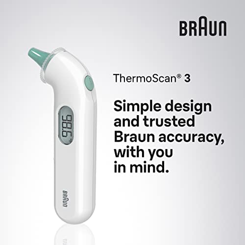 Braun ThermoScan 3 – Digital Ear Thermometer for Kids, Babies, Toddlers and Adults – Fast, Gentle, and Accurate Results in Seconds – Fever Thermometer, IRT3030