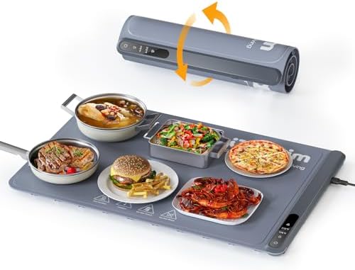 Extra Large Food Warming Tray with Adjustable Temperature Control, Electric Server Warmer Mat, Hot Plate for Buffets, Restaurants, House Parties, Party Events (24" x 16") - Gray