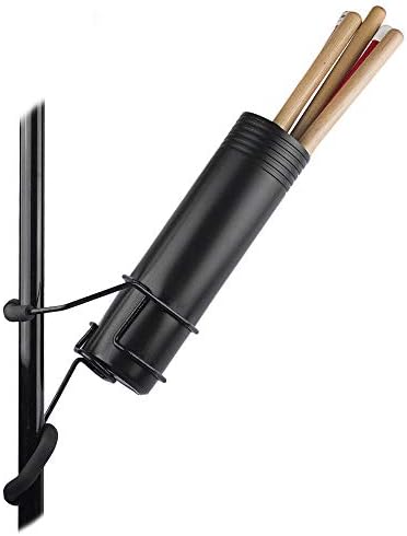 String Swing Drum Stick Holder - Stagehand Drumstick Container Bag Holds up to 8 Pairs of Zildjian Vic Firth ARLX and Vater Drumsticks - Two Clamps Attach Securely to Microphone & Cymbal Pole