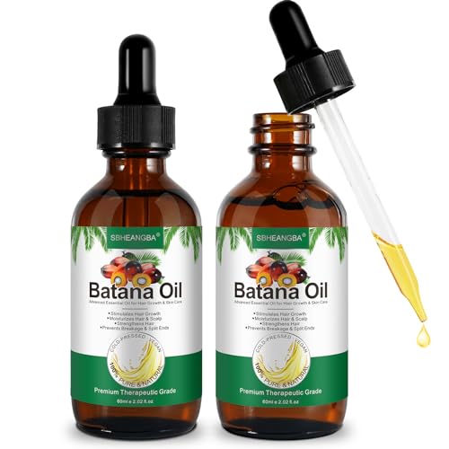 SBHEANGBA Batana Oil, 2 Pack 60ml 100% Pure Natural Cold Pressed Organic Batana Oil For Hair Growth, Enhances Hair & Skin Radiance, Leaves Your Hair Smoother Batana Oil