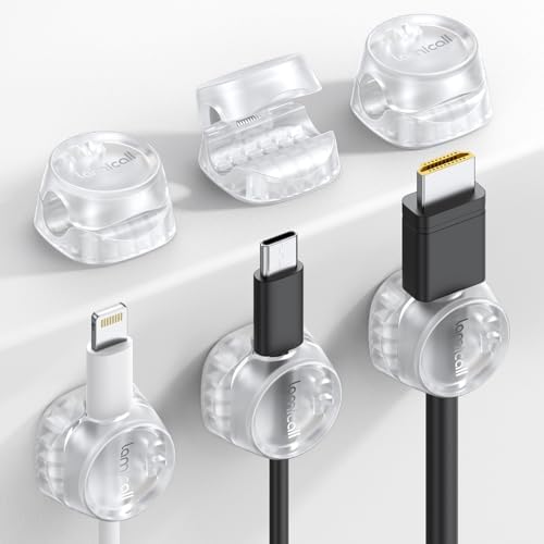 6Pack Cord Organizer, Desk Accessories - Lamicall Clear Desktop Cord Management, Phone Charger Office Workspace Organizer Accessories, Nightstand Wire Keeper Desk Decor, Office Desktop Must Haves