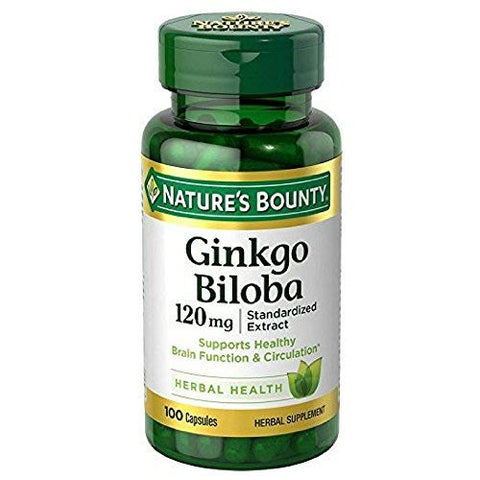 Nature's Bounty Ginkgo Biloba 120mg, 100 Capsules (Pack of 2)