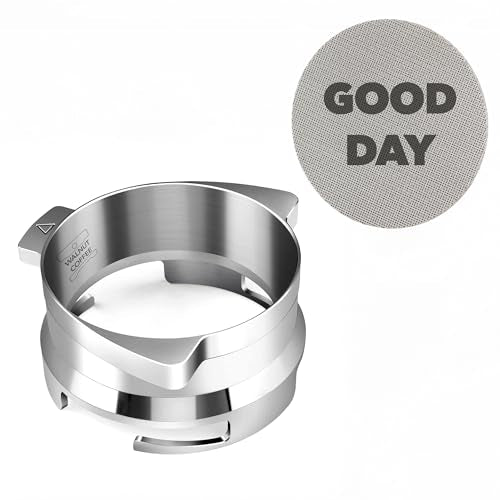 54mm CNC Stainless Steel Espresso Dosing Funnel for Breville Barista Portafilters, Hands-Free Dosing Funnel for Grinder Trigger | 53.3mm Puck Screen 150 Micron (Stainless Steel)