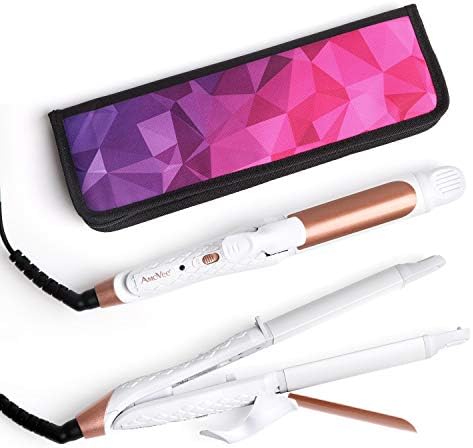 AmoVee Travel Curling Iron, Hair Straightener and Curler in One, Flat Iron Curling Iron in One, Dual Voltage Europe Travel Essentials for Women(White)