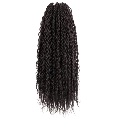 NISEYO Boho Senegalese Twist Crochet Hair 18 Inch, 8 Packs Pre-looped Curly Ends, Brown Pretwisted Goddess Island Passion Twist Crochet Braids (120 Strands,4#)