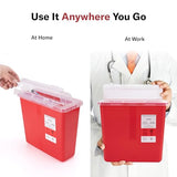 Alcedo Sharps Container for Home and Professional Use 5 Quart (1 Pack), Biohazard Needle and Syringe Disposal, Mailbox Style Lid, Medical Grade