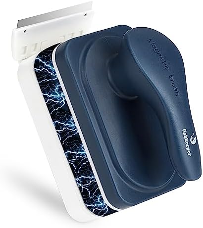 Aquarium Strong Magnetic Glass Cleaner Brush, Fish Tank Algae Magnet Cleaning Tool with 2 Detachable Scrapers, Mag Float Scrubber for 0.25-0.625Inch Glass and Acrylic Tanks