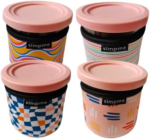 Ice Cream Sleeve Neoprene Sleeve for Ninja Ice Cream Cups, Compatible with NC301 NC300 NC299AMZ Series Ice Cream Maker Containers -(Mix, 4-Pack) (Other)