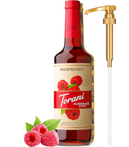Puremade Raspberry Syrup with Little Squirt Syrup Pump, 750ml 25.4 Ounces