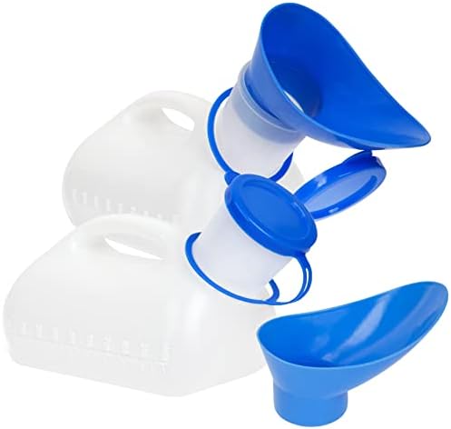 Unisex Urinal Bottle (2 Pack) - Portable Urinal for Women & Men - Female Urinal with Lid - 32 Oz Female Urination Device - Women Pee Funnel Cup for Emergency, Travel, Car & Camping - Stock Your Home
