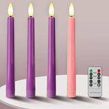 FREEPOWER Flameless Advent Candles - Set of 4 Battery Operated LED Advent Candle with Remote Control & Timer- 8-inch Tall Flicker Flame Battery Operated Taper Candles for Christmas Holiday