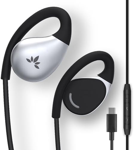 Avantree Resolve-C - USB-C Wired Open-Ear Earbuds with Mic & in-Line Volume Control, Designed for Medium - Large Ears & Compatible with New iPhone 15 & 16, Samsung, Google & Android Type C Phones