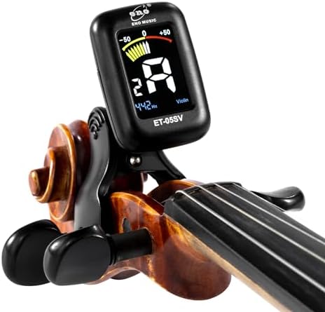 ENO MUSIC Professional Violin Viola Tuner, Colorful LCD Display Easy Control Clip on Accurate Violin Tuner