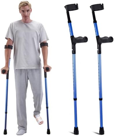 VEVOR Forearm Crutches for Adults, 11-Level Height Adjustable Walking Crutches with 4-Level Upper Cuff, Lightweight Aluminum Medical Support Crutches for Leg Injury Surgery Disabled, 1 Pair (350LBS)