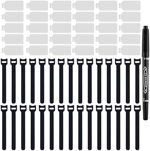 60 Pcs Cable Labels & Reusable Velcro Fastening Ties Set - 30 Pcs Cord/Wire Labels & 30 Pcs Cable Tags for Electronics, Home & Office Cord Management