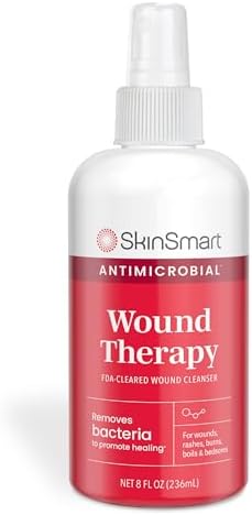 SkinSmart Antimicrobial Wound Therapy, Hypochlorous Acid Safely Removes Bacteria so Wounds Can Heal, 8 Ounce Clear Spray