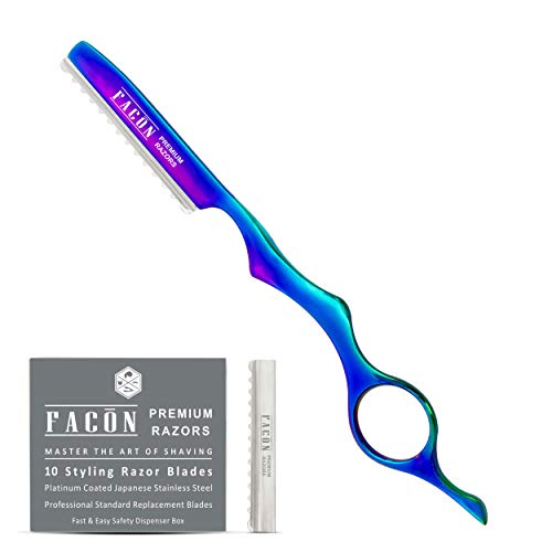 Facón Professional Hair Styling Thinning Texturizing Cutting Faether Razor + 10 Replacement Blades