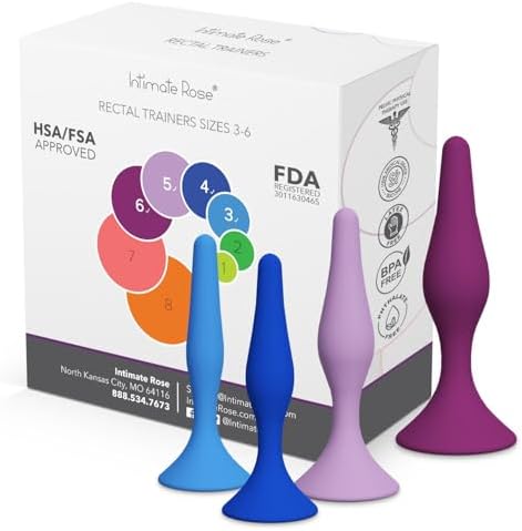 Rectal Dilator Trainer Set for Men and Women – Pelvic Floor Therapy Tool - Medical Grade Silicone, FDA Registered - 4-Pack, Sizes 3-6