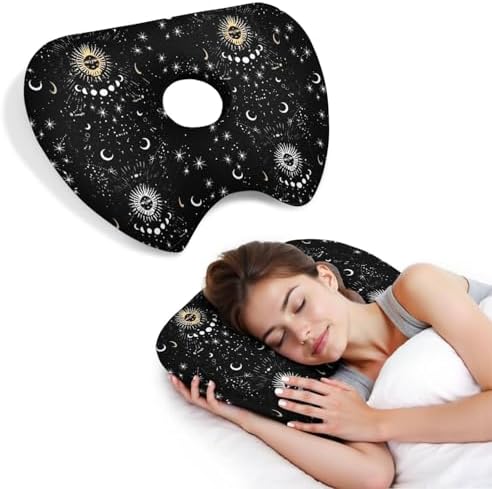 Ear Piercing Pillow for Side Sleepers Pillows with Holes for Ear Pain,Donut Pillow for Ear Side Sleeping Pillow for Adults CNH Ear Pain Relief Pressure Sores Ear Pillow with Hole in Center