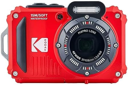 KODAK PIXPRO WPZ2 Rugged Waterproof Digital Camera 16MP 4X Optical Zoom 2.7" LCD Full HD Video, Red