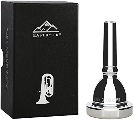 EastRock Standard Tuba Mouthpiece, Silver Plated Tuba Mouthpiece Size 67C4, Tuba Player Replacement Tuba Parts Vacuum Packed