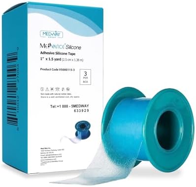 MedVance Soft Silicone Tape with Perforation for Easy Cut Size - 1" Width (3 Pack, 1.5 Yards)