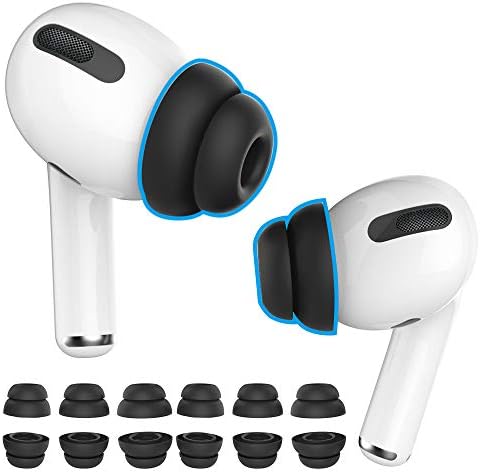 Delidigi 6 Pairs Ear Tips for AirPods Pro 2 and AirPods Pro, Silicone Earbuds Earplug Replacement Accessories Fit in The Charging Case S/M/L Size(Black)