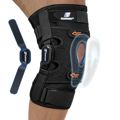 Knee Brace for Men/Women, Hinged Knee Brace with Metal Side Stabilizers, Knee Support with Patella Gel Pad and X-Strap Fixing, Knee Braces for Knee Pain Relief, Meniscus Tear, Arthritis, ACL, PCL, MCL