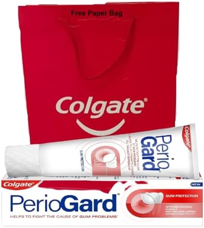 Colgate Gum Protection PerioGard Toothpaste 90grm/3.2oz Helps Fight Plaque Dual Active Formula Helps to Keep Gums Healthy + Colgate Paper Bag Free