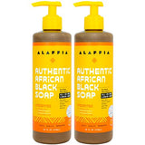 Alaffia Skin Care, Authentic African Black Soap, All in One Liquid Soap, Moisturizing Face Wash, Sensitive Skin Body Wash, Shampoo, Shaving Soap, Shea Butter, Unscented (2 Pack-16 Fl Oz Ea)